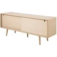 Canton Wooden Sideboard 2 Sliding Doors 5 Drawers - White Oak