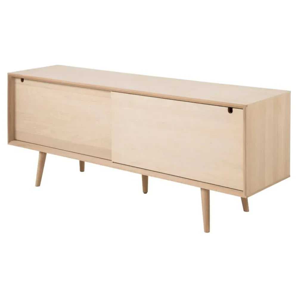 Canton Wooden Sideboard 2 Sliding Doors 5 Drawers - White Oak image