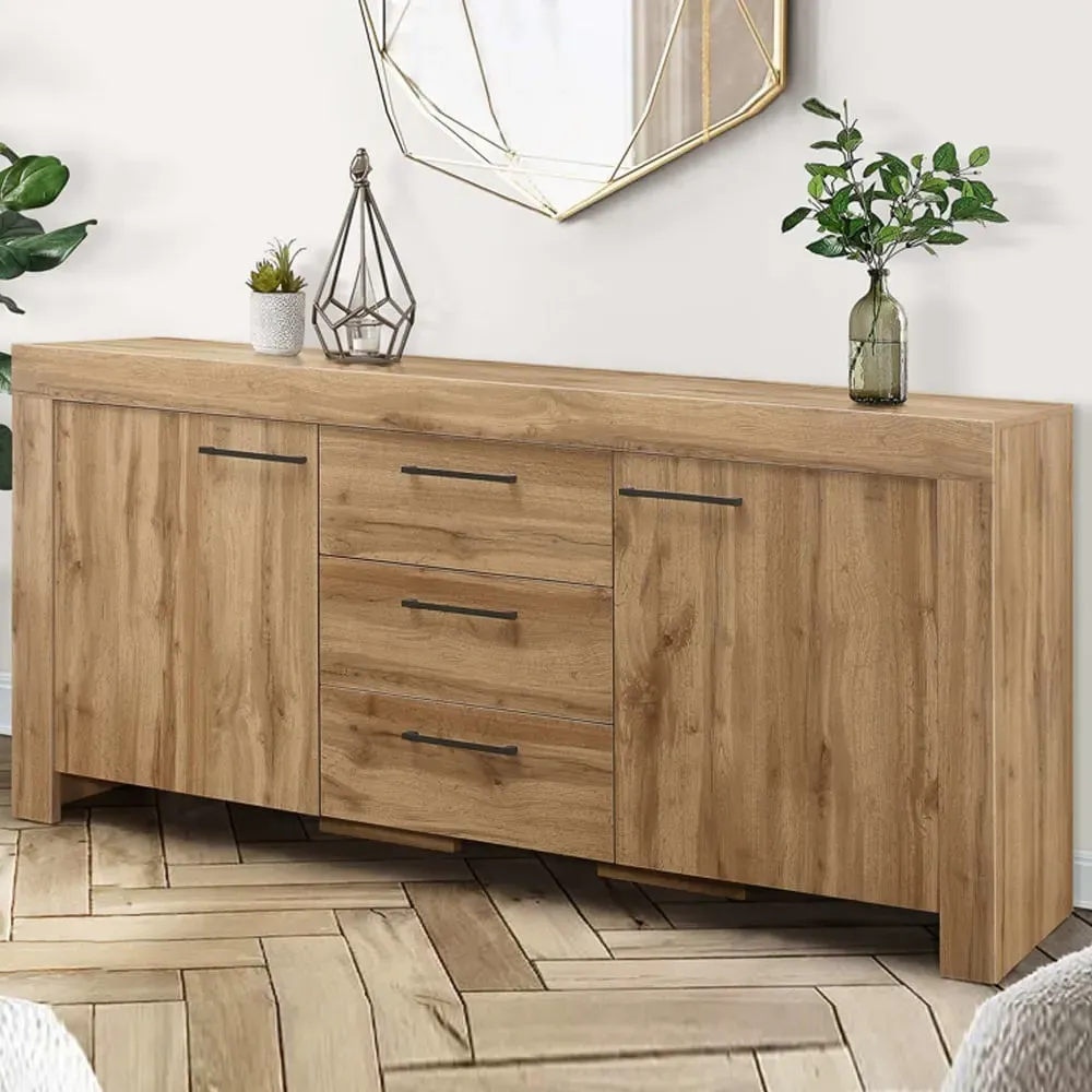 Canton Wooden Sideboard with 2 Doors 3 Drawers - Oak image