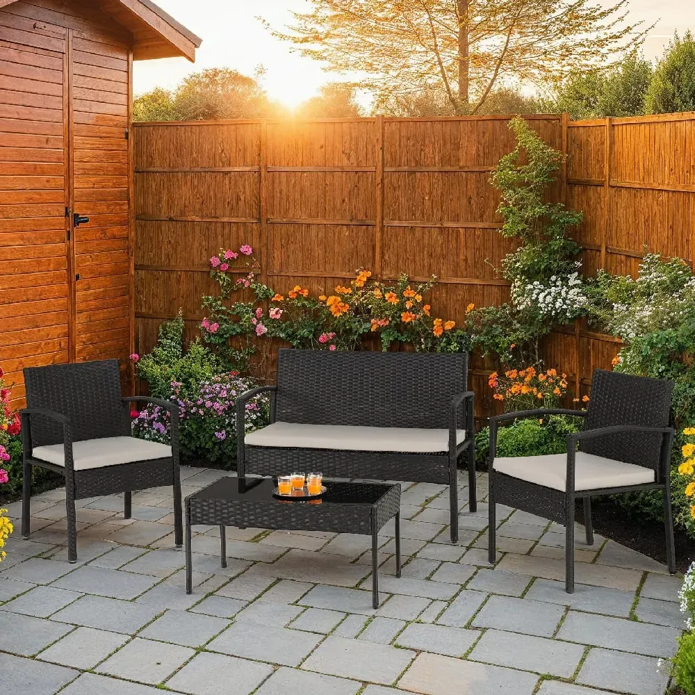 Canyon 4-Piece Garden Set - Black and Grey, Fabric image