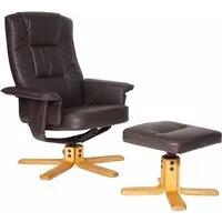 Canzone Recliner Chair with Footstool - Brown, Faux Leather alternate view