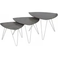 Capella Nest of 3 Tables with Metal Legs - Stone, Wood