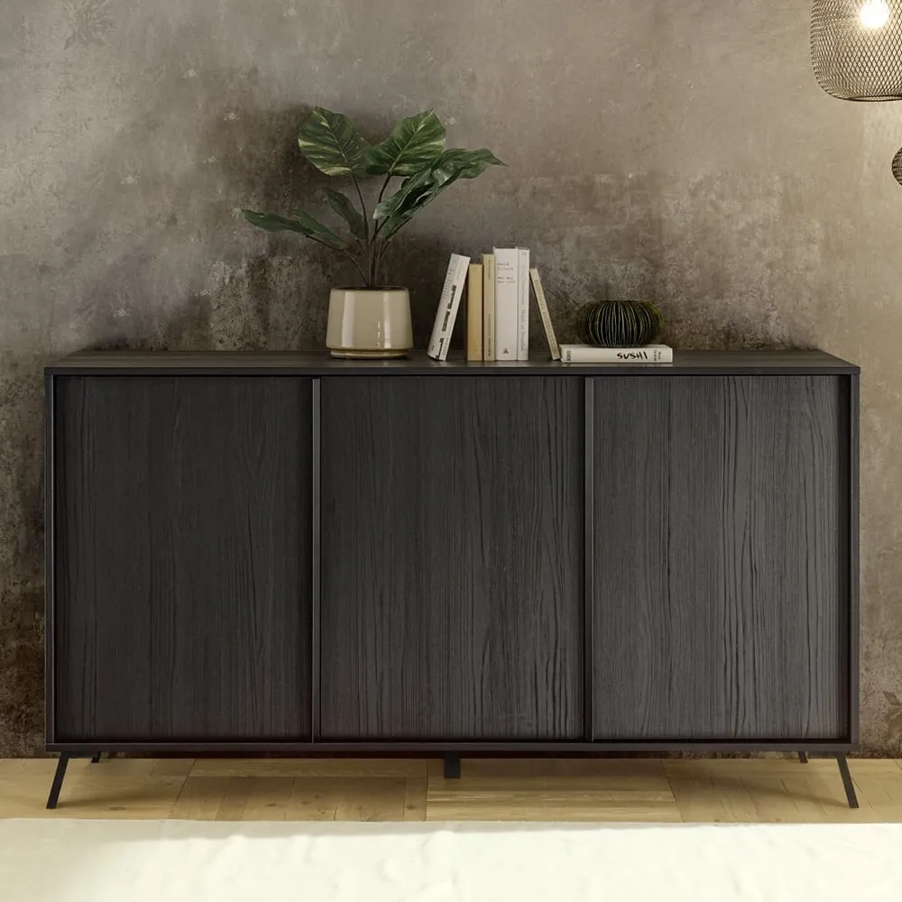 Cappy 3-Door Sideboard - Black, Wood image