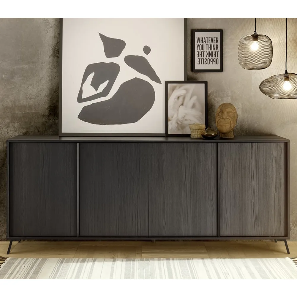 Cappy 4-Door Sideboard - Black, Wood