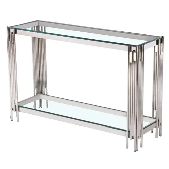 Cappy Console Table - Clear Glass, Silver Metal product