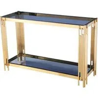 Cappy Rectangular Console Table - Grey Glass, Gold Metal