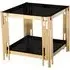 Cappy Square Lamp Table - Black Glass, Gold Metal