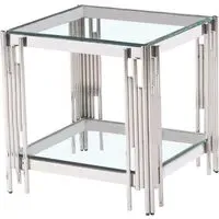 Cappy Square Lamp Table - Clear Glass, Silver Metal alternate view