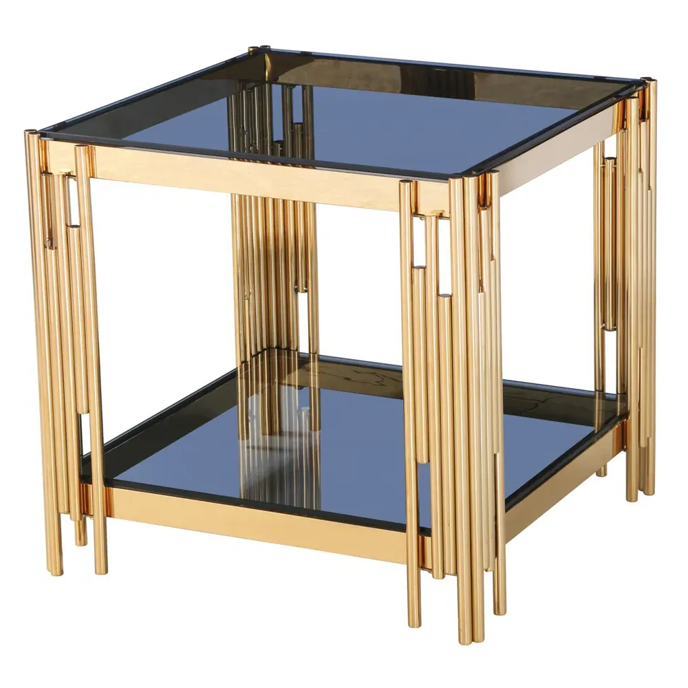 Cappy Square Lamp Table - Grey, Glass