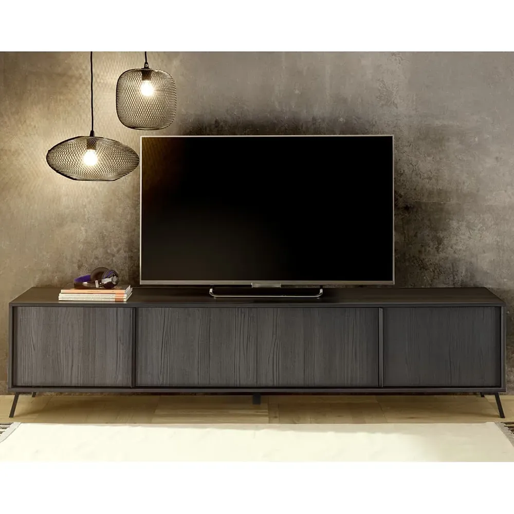 Cappy TV Stand with 4 Doors - Black, Wood image