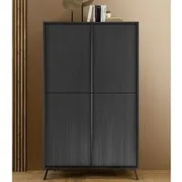 Cappy Wooden Highboard with 4 Doors - Black alternate view