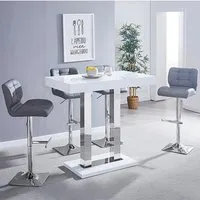 Caprice Bar Table & 4 Candid Stools Set - White, High Gloss alternate view