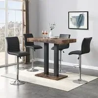 Caprice Bar Table Set with 4 Ripple Stools - Black