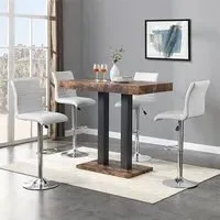 Caprice Bar Table Set with 4 Ripple Stools - White