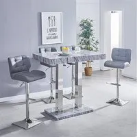 Caprice Bar Table with 4 Candid Grey Stools - Grey, MDF
