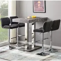 Caprice Bar Table with 4 Candid Stools - Concrete Effect