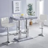 Caprice Bar Table with 4 Candid Stools - Grey, MDF