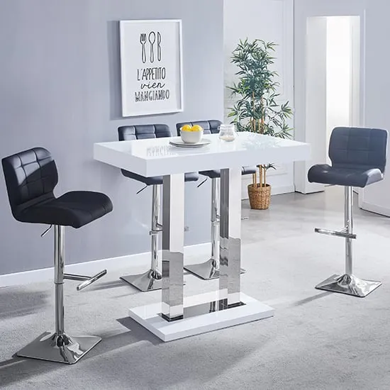 Caprice Bar Table with 4 Candid Stools - White, MDF product