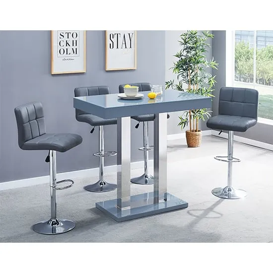 Caprice Bar Table with 4 Coco Stools - Grey