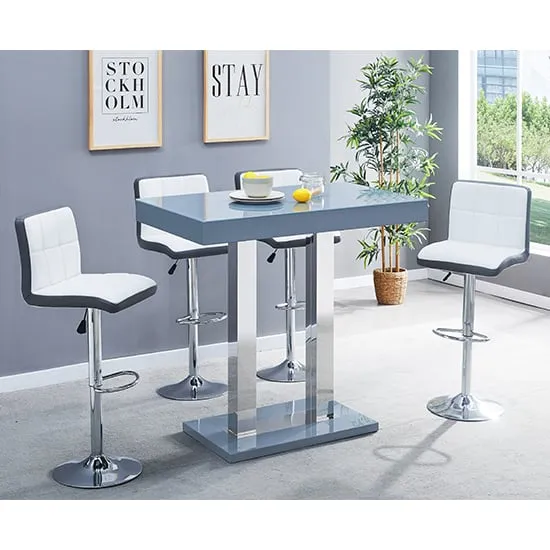 Caprice Bar Table with 4 Copez Stools - Grey, Glass image