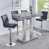 Caprice Bar Table with 4 Ripple Black Stools - Grey, MDF