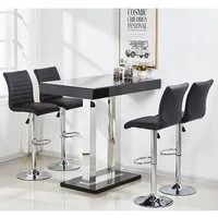 Caprice Bar Table with 4 Ripple Stools - Black