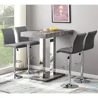Caprice Bar Table with 4 Ripple Stools - Concrete Effect