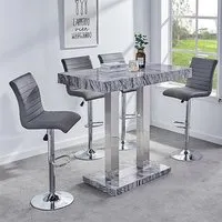 Caprice Bar Table with 4 Ripple Stools - Grey, MDF
