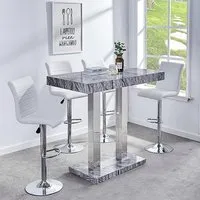 Caprice Bar Table with 4 Ripple Stools - White, MDF