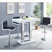 Caprice & Copez Bar Table Set with 4 Stools - White, High Gloss alternate view