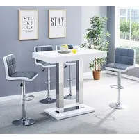 Caprice & Copez Bar Table Set with 4 Stools - White, MDF alternate view