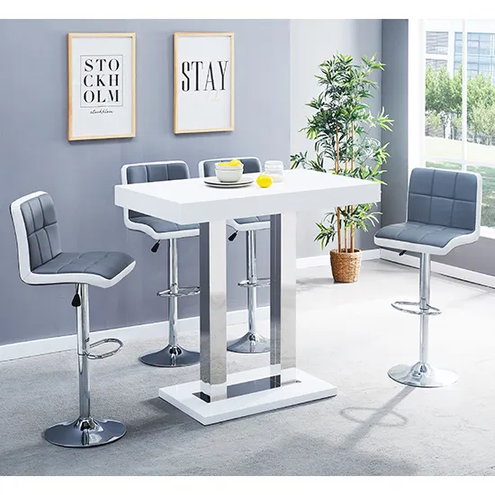 Caprice & Copez Bar Table Set with 4 Stools - White, MDF product