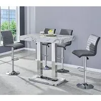 Caprice Diva Bar Table with 4 Ripple Stools - Grey, Marble Effect