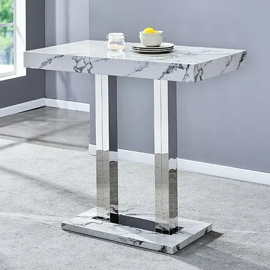 Caprice High Gloss Bar Table - Diva Marble Effect