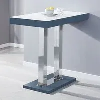 Caprice High Gloss Bar Table - Grey, White Glass