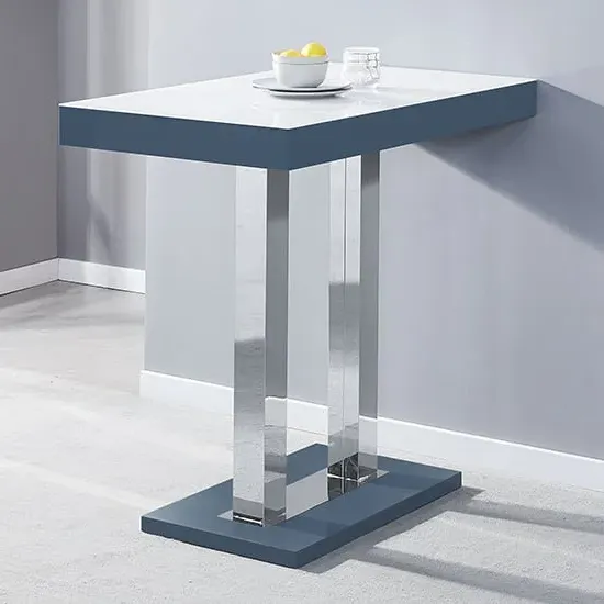 Caprice High Gloss Bar Table - Grey, White Glass