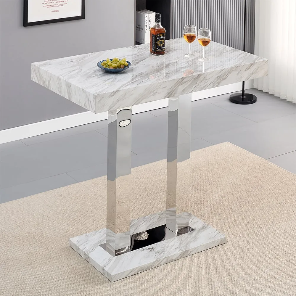 Caprice High Gloss Bar Table - Magnesia Marble Effect image