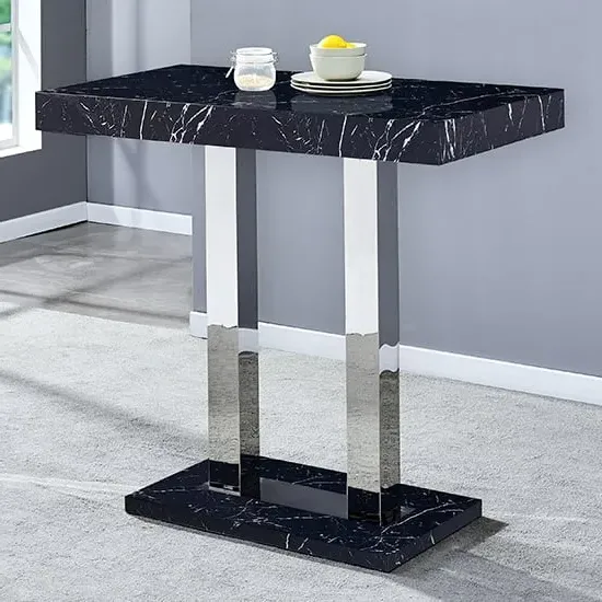 Caprice High Gloss Bar Table - Milano Marble Effect