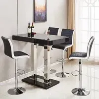 Caprice High Gloss Bar Table with 4 Ritz Stools - Black