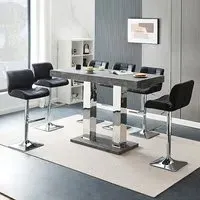 Caprice Large Bar Table with 6 Candid Stools - Concrete Effect