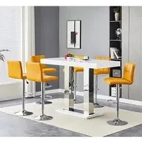 Caprice Large Bar Table with 6 Coco Curry Stools - White