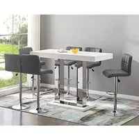 Caprice Large Bar Table with 6 Coco Stools - White