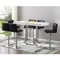 Caprice Large Bar Table with 6 Coco Stools - White Gloss