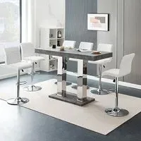 Caprice Large Bar Table with 6 Ripple Stools - Concrete Effect, White