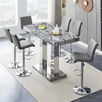 Caprice Large Bar Table with 6 Ripple Stools - Grey, MDF