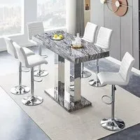 Caprice Large Bar Table with 6 Ripple Stools - White, MDF