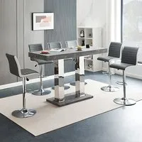 Caprice Large Bar Table with 6 Ritz Stools - Concrete Effect