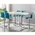 Caprice Large Bar Table with 6 Ritz Stools - Teal, White Gloss