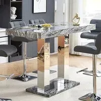 Caprice Large High Gloss Bar Table - Melange Marble Effect