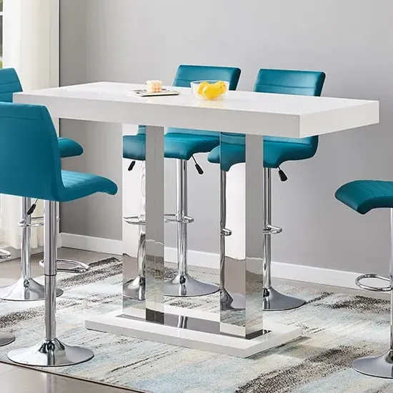Caprice Large High Gloss Bar Table - White